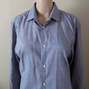 Hugo Boss Blue and Red Checkered Dress Shirt, Men's 16/41